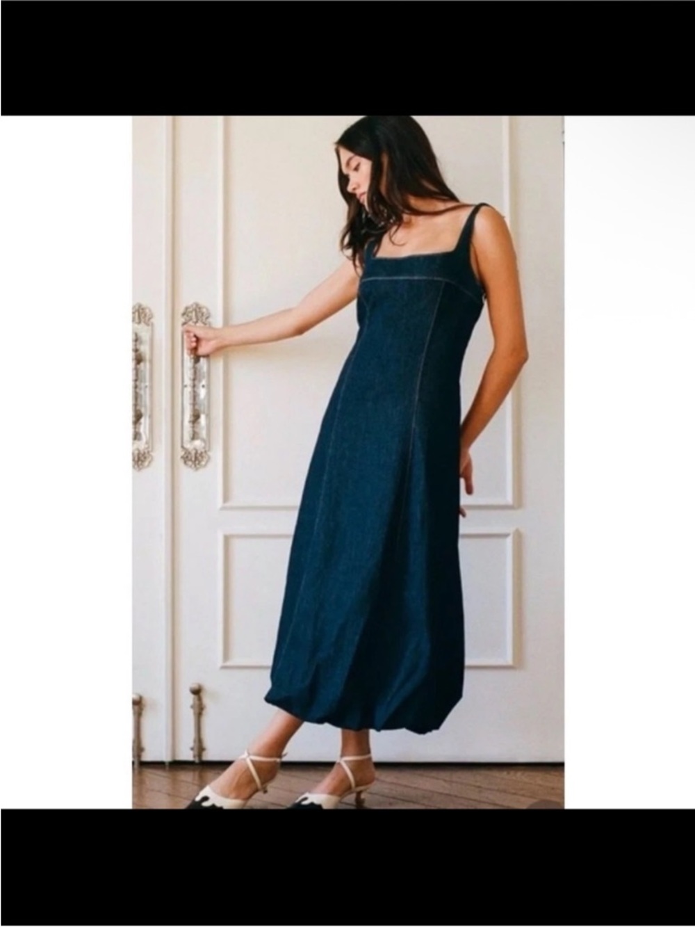 Zara women’s Dark Blue Denim Maxi Bubble Dress